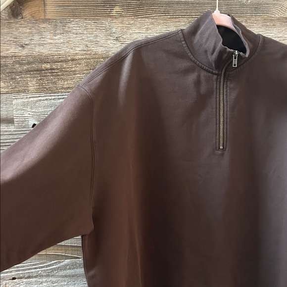 SKIMS Espresso Boyfriend Fleece Slouchy 1/2 Zip Pullover NWT - Picture 5 of 9